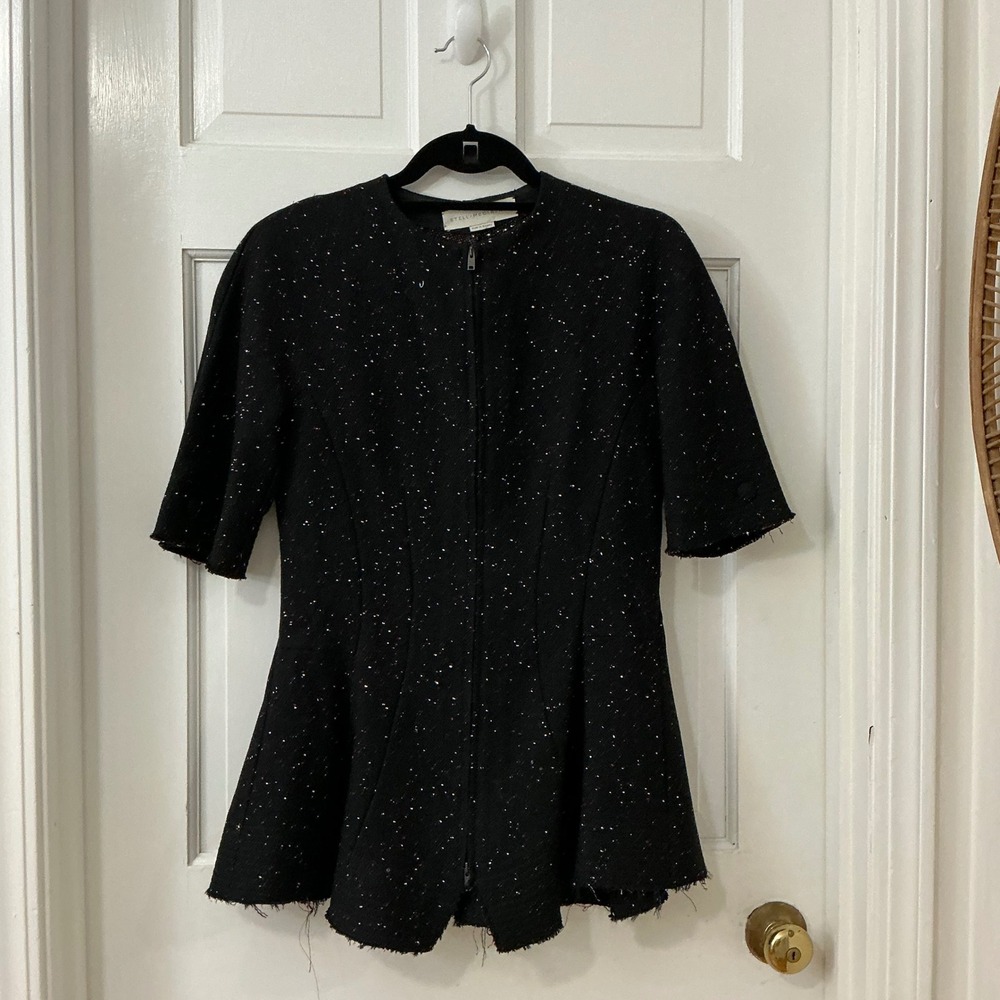 Stella McCartney Short Sleeve Peplum Zip Jacket 6 Wool Blend Dark Academia 2016